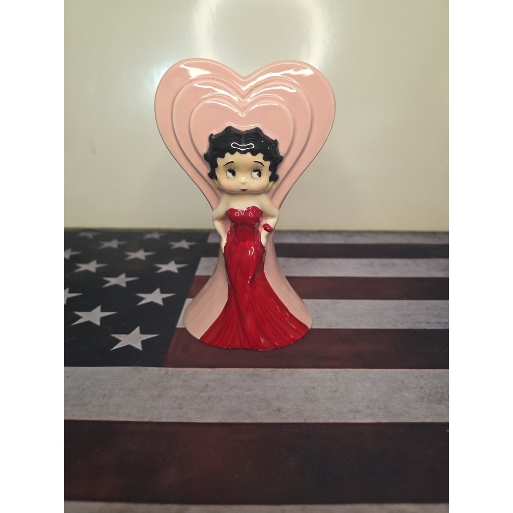 Vintage 80s Vandor Hand Painted Betty Boop Heart Planter Vase KFS Made in Japan